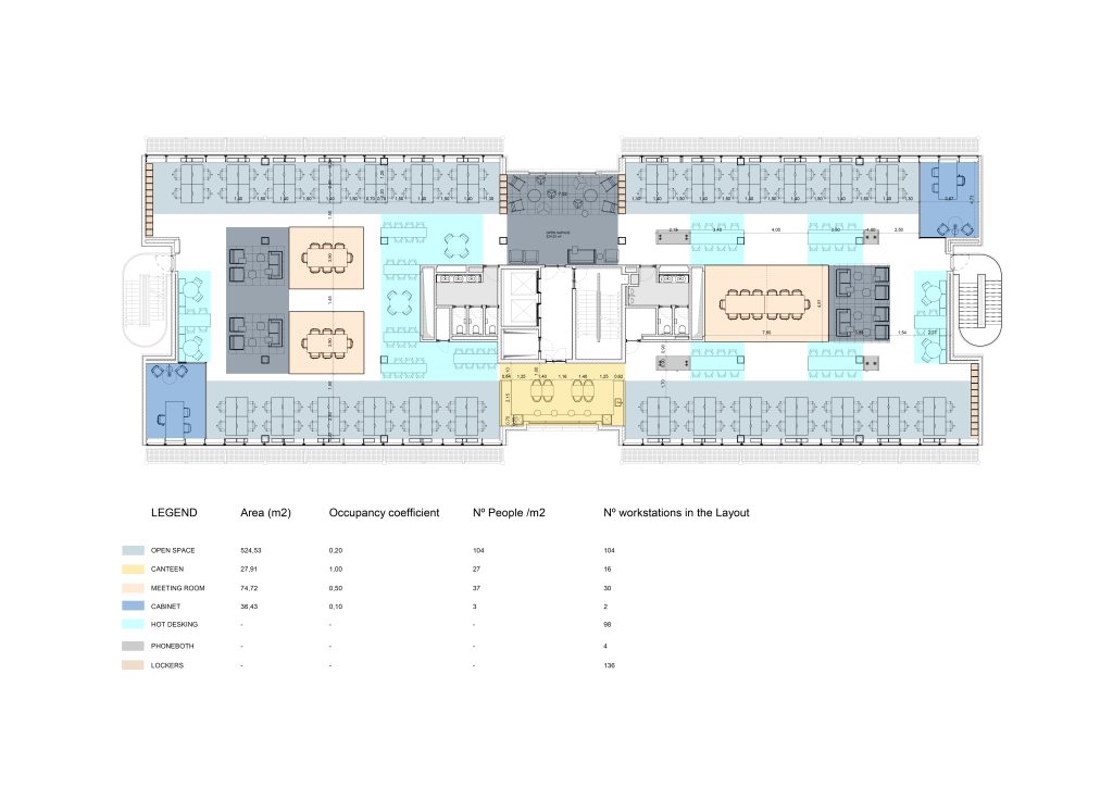 Planta apresentando o conceito de Estudo de layout e ocupação no projeto Ayvens, localizado em Oeiras, Portugal.