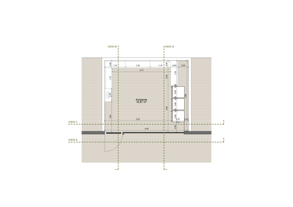 Planta apresentando a Proposta e layout no projeto Corner Bon Jardim, localizado em Lisboa, Portugal.