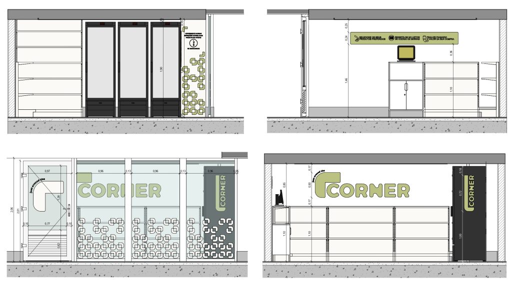 Corte apresentando a Proposta e escala no projeto Corner Bon Jardim, localizado em Lisboa, Portugal.
