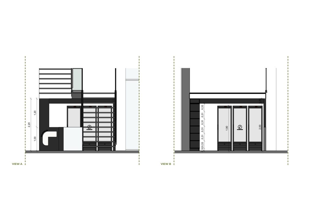 Corte apresentando a Proposta e escala no projeto Corner Braço de Prata - L1, localizado em Lisboa, Portugal.