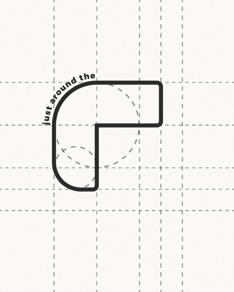 Diagrama apresentando a Construção da forma no projeto Logótipo Corner, localizado em Lisboa, Portugal.