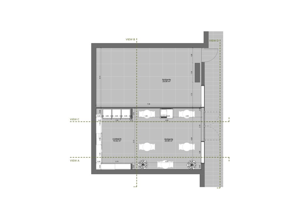 Planta apresentando a Proposta e layout no projeto Corner DUUO, localizado em Lisboa, Portugal.
