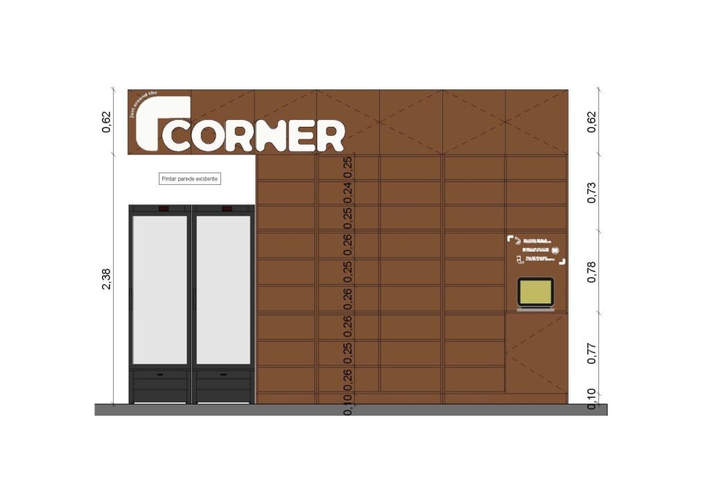 Corte apresentando a Proposta e escala no projeto Corner Fidelidade, localizado em Lisboa, Portugal.