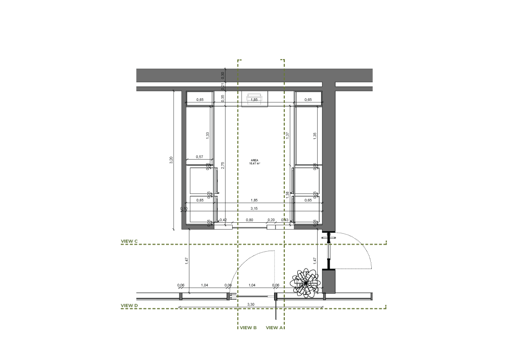 Planta apresentando a Proposta e layout no projeto Corner Infinity, localizado em Lisboa, Portugal.