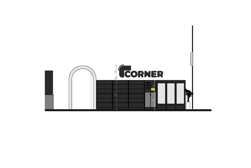 Corte apresentando a Proposta e escala no projeto Corner Noma Living, localizado em Porto, Portugal.