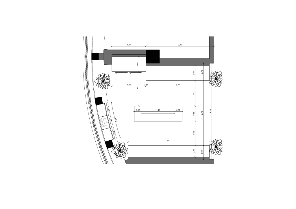 Planta apresentando a Proposta e layout no projeto Corner Outsystems, localizado em Lisboa, Portugal.