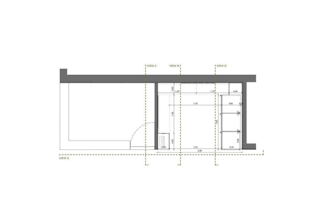 Planta apresentando a Proposta e layout no projeto Corner Santander, localizado em Lisboa, Portugal.