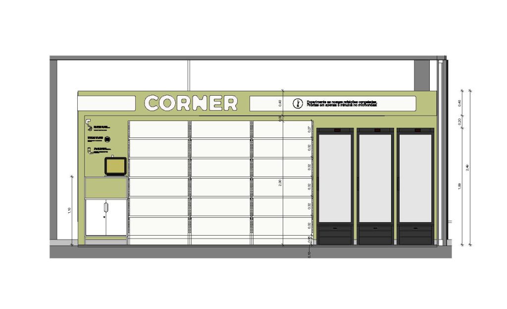 Corte apresentando a Proposta e escala no projeto Corner Torre G, localizado em Lisboa, Portugal.