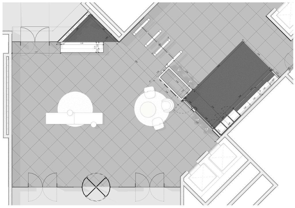 Planta apresentando a Proposta e layout no projeto Corner Torre G, localizado em Lisboa, Portugal.