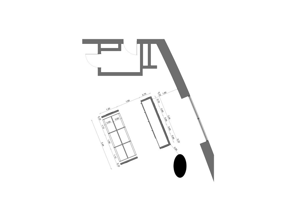Planta apresentando a Proposta e layout no projeto Corner Torre Monsanto - B, localizado em Oeiras, Portugal.