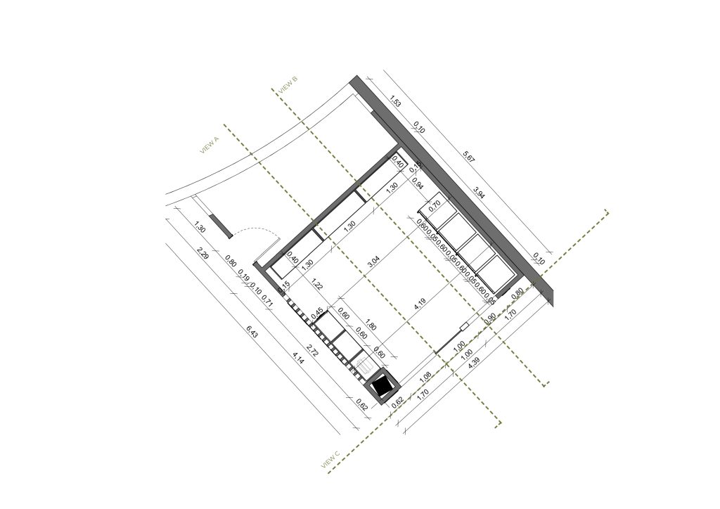 Planta apresentando a Proposta e layout no projeto Corner Villa Restelo, localizado em Lisboa, Portugal.