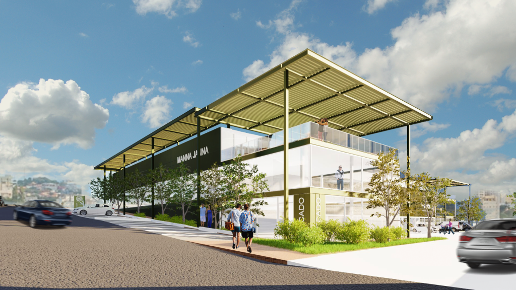 Imagem tridimensional apresentando o conceito de Perspetiva lateral no projeto Easy Boulevard Uberaba, localizado em Uberaba, Brasil.