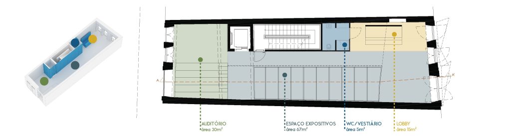 Planta apresentando o Layout do piso 0 no projeto Eólica Recife, localizado em Recife, Brasil.