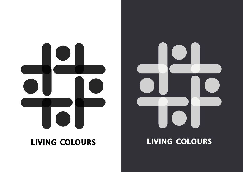 Diagrama apresentando a Estudo de contraste funcional de cores no projeto Logótipo Living Colours, localizado em Lisboa, Portugal.