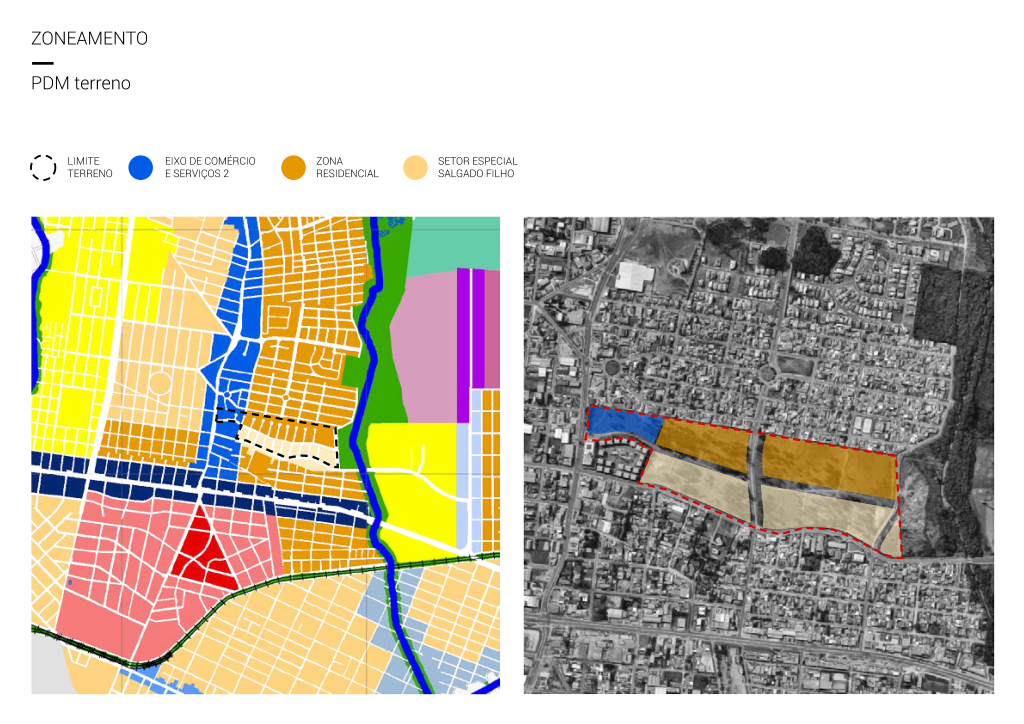 Planta apresentando o Análise do PDM e zoneamento no projeto Curitiba , localizado em Paraná, Brasil.