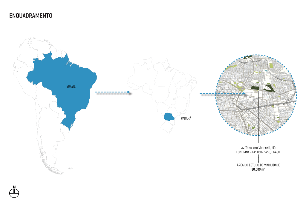 Diagrama apresentando a Localização no projeto Masterplan Londrina, localizado em Londrina, Brasil.