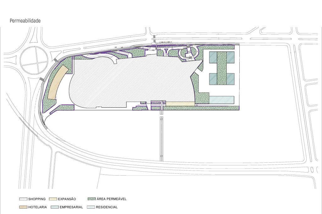 Planta apresentando a Proposta de permeabilidade no projeto Masterplan Londrina, localizado em Londrina, Brasil.
