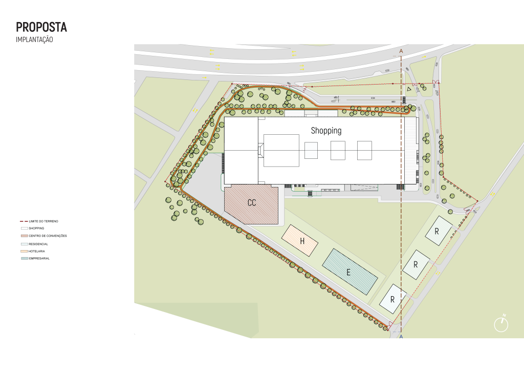 Planta apresentando o Proposta de implantação no projeto Natal, localizado em Rio Grande do Norte, Brasil.