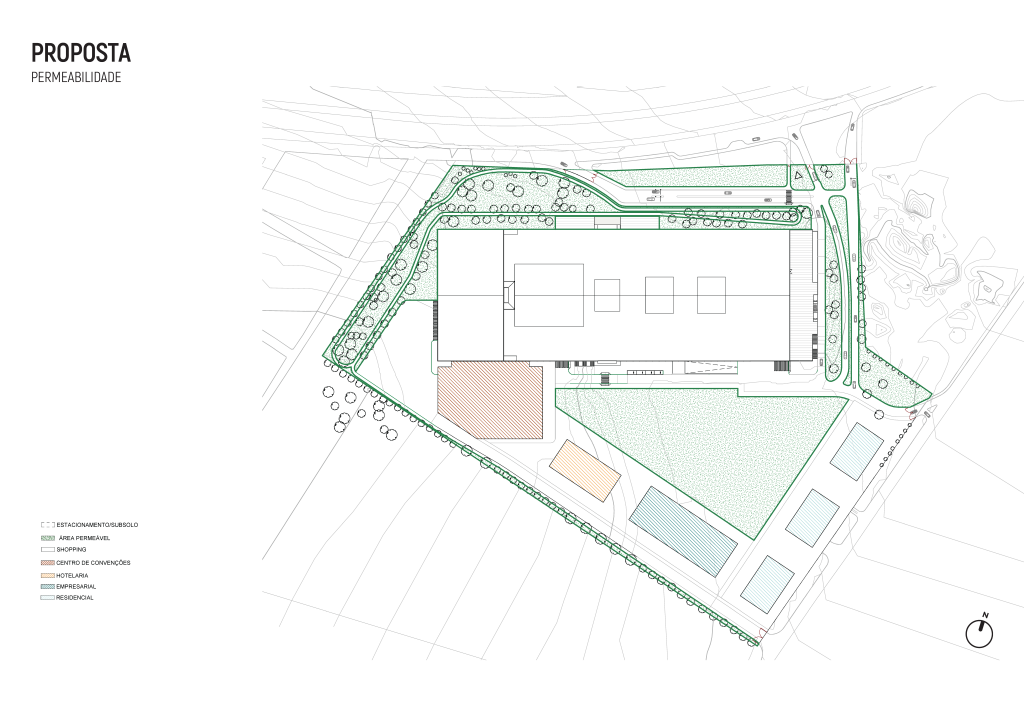 Planta apresentando a Proposta de permeabilidade no projeto Natal, localizado em Rio Grande do Norte, Brasil.
