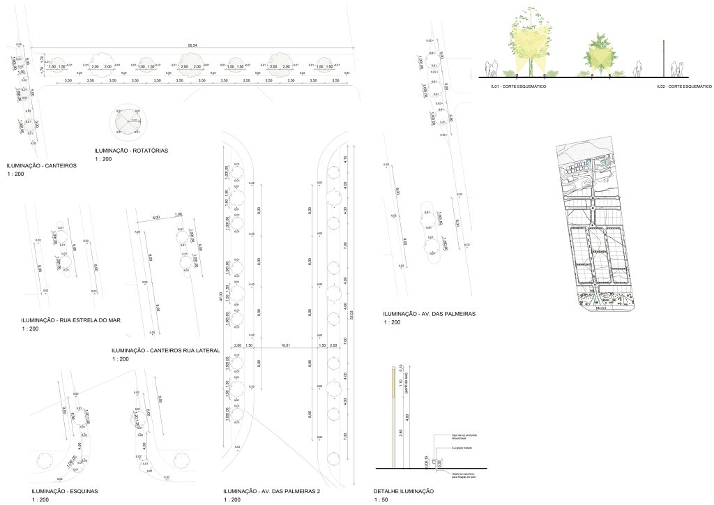 Planta apresentando a Proposta e métrica de iluminação no projeto Uhane, localizado em Rio Grande do Norte, Brasil.
