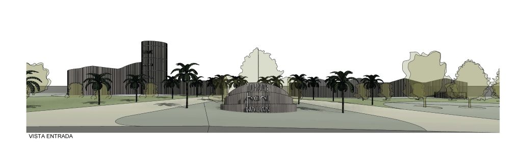 Perspetiva apresentando o Área de entrada e grafismos no projeto Uhane, localizado em Rio Grande do Norte, Brasil.