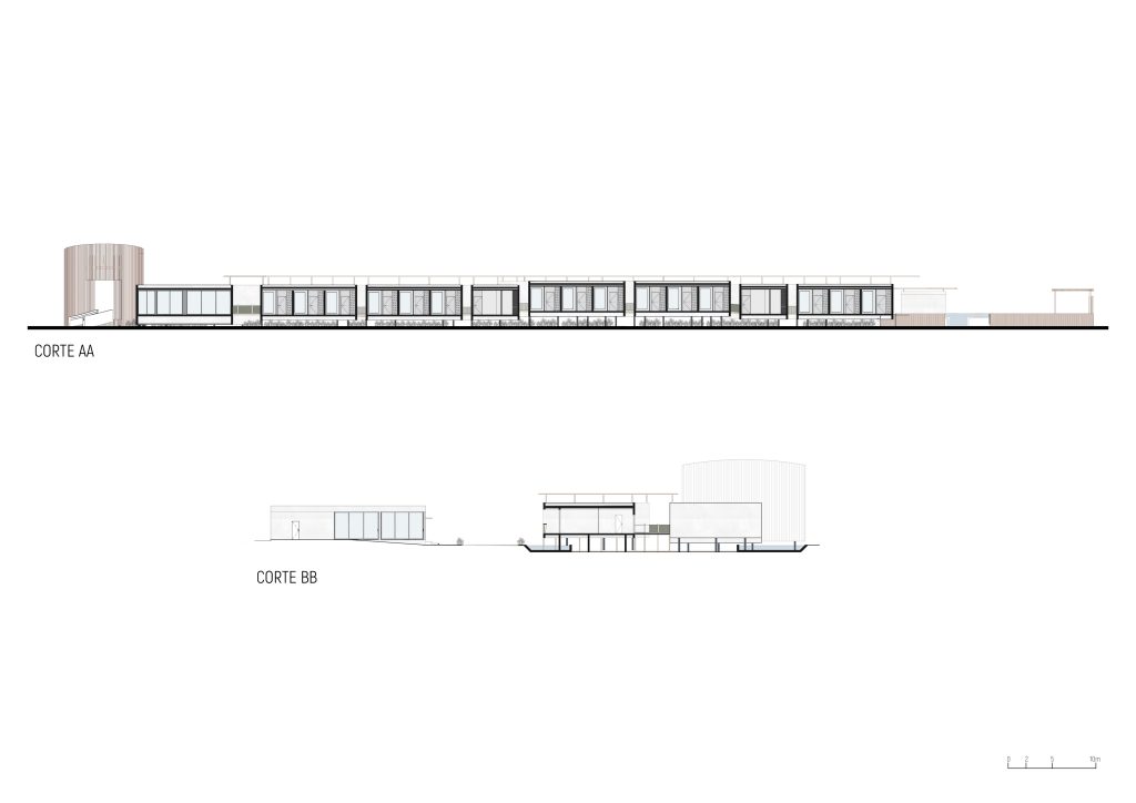 Cortes apresentando a Proposta e escala no projeto Hotel Nanii, localizado em Rio Grande do Norte, Brasil.