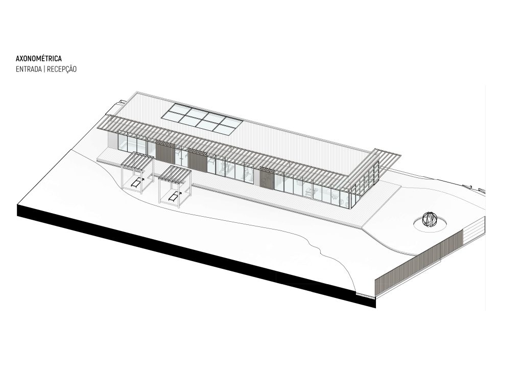 Axonometria apresentando a Recepção no projeto Hotel Nanii, localizado em Rio Grande do Norte, Brasil.