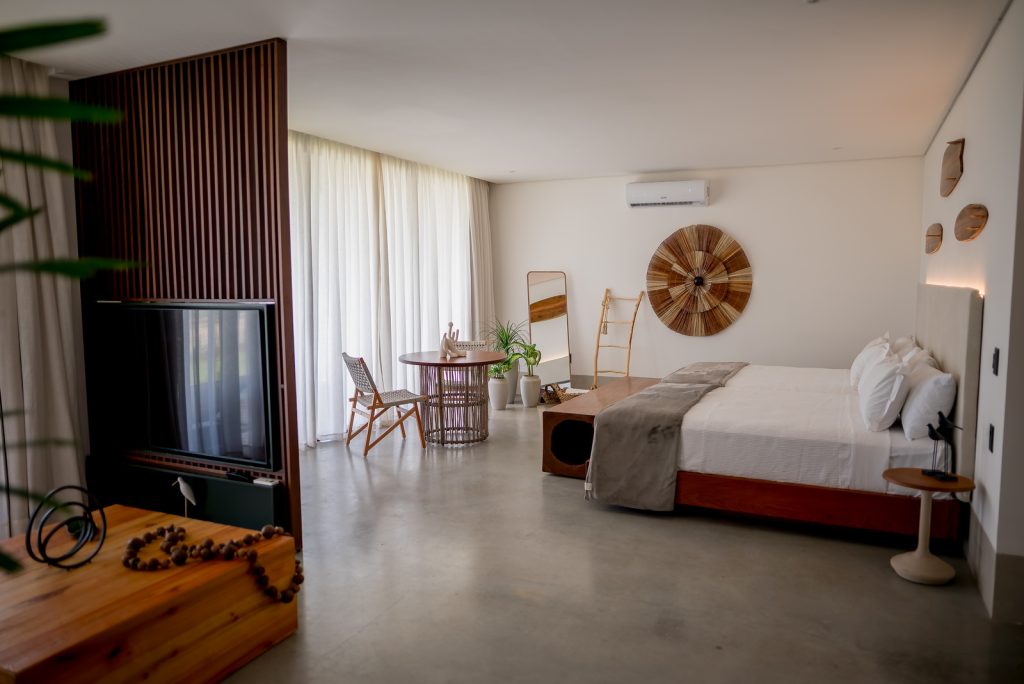 Fotografia apresentando a Entrada da suite Haku no projeto Hotel Nanii, localizado em Rio Grande do Norte, Brasil.
