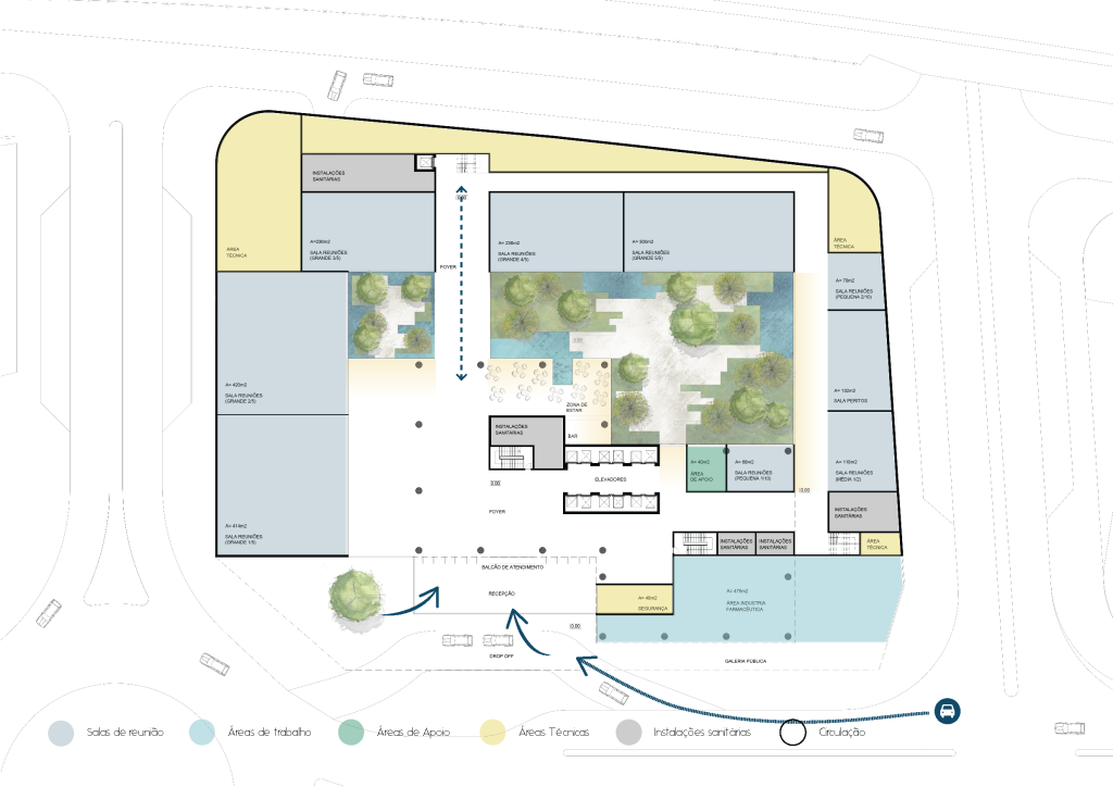 Planta apresentando o Piso 0, setores no projeto Parcela 1.11 | EMA, localizado em Lisboa, Portugal.