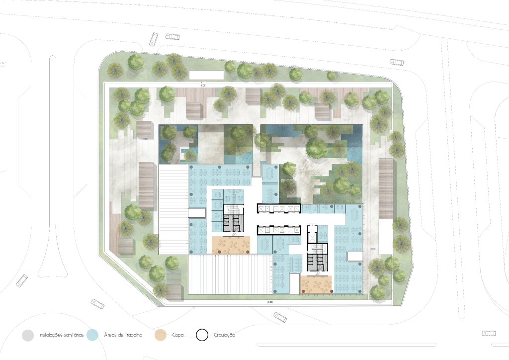Planta apresentando o Piso tipo, setores no projeto Parcela 1.11 | EMA, localizado em Lisboa, Portugal.