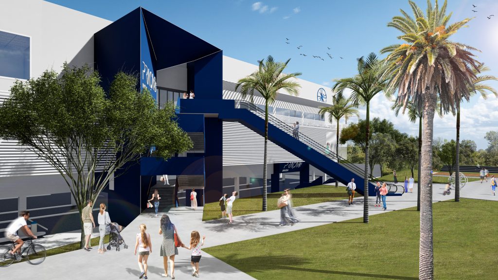 Imagem tridimensional apresentando o conceito de Entrada no projeto Praça Brasília Shopping Center, localizado em Brasília, Brasil.