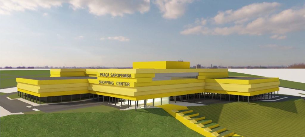 Imagem tridimensional apresentando o conceito de Envolvente urbana no projeto Praça Sapopemba Shopping Center, localizado em São Paulo, Brasil.