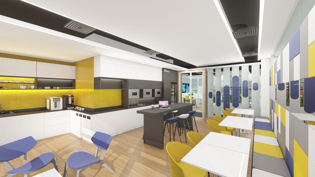 Imagem tridimensional apresentando o Copa completa no projeto Q35 Nordea P0, localizado em Oeiras, Portugal.