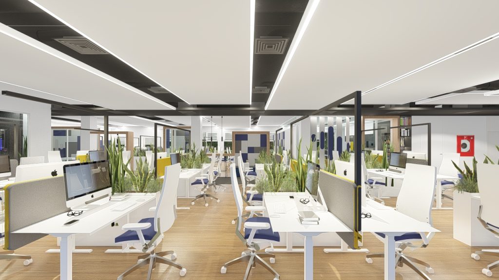 Imagem tridimensional apresentando o Sala de reunião no projeto Q35 Nordea P0, localizado em Oeiras, Portugal.