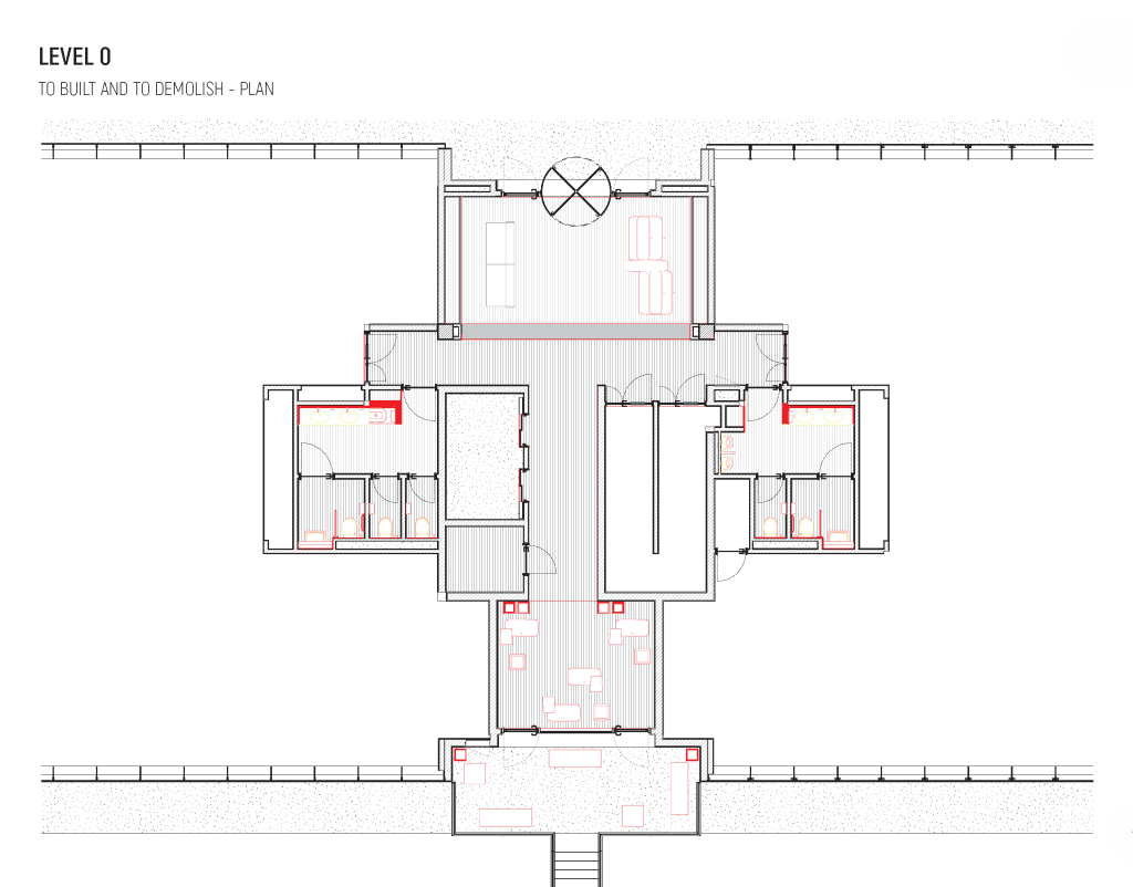 Planta apresentando o conceito de Alterações no projeto Lobby Q43, localizado em Oeiras, Portugal.