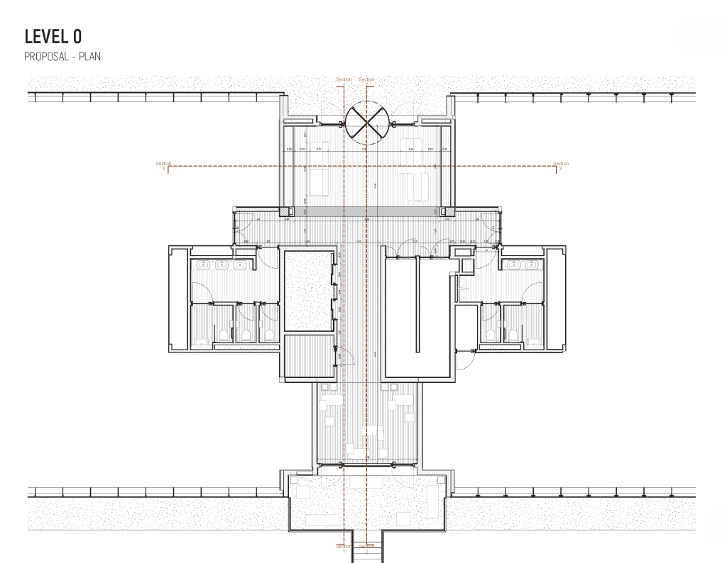 Planta apresentando o conceito de Proposta no projeto Lobby Q43, localizado em Oeiras, Portugal.