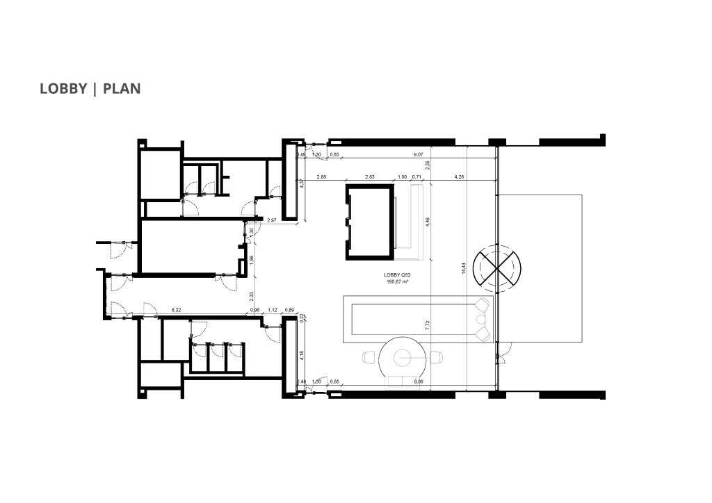 Planta apresentando o Proposta no projeto Lobby Q52, localizado em Oeiras, Portugal.