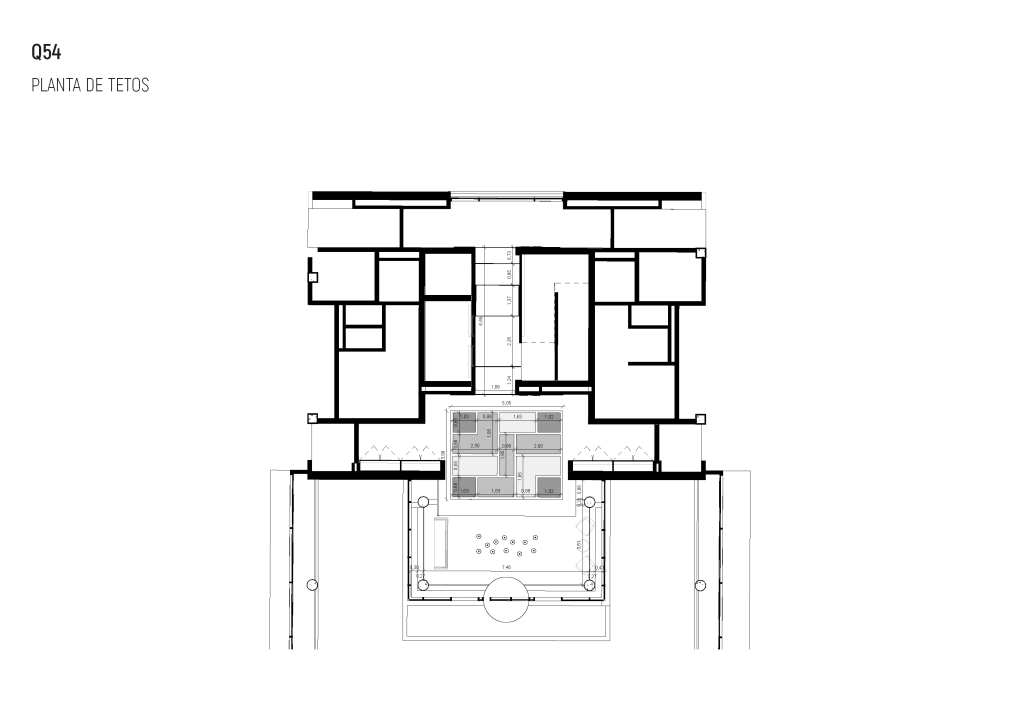 Planta de tetos apresentando o projeto Lobby Q54, localizado em Oeiras, Portugal.