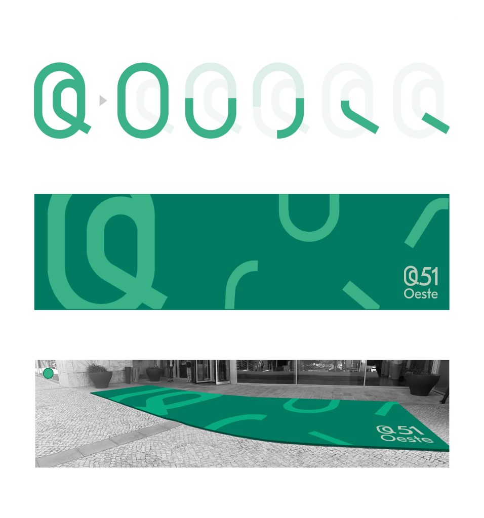 Diagrama apresentando a Construção de grafismo aplicado em tapete no projeto Narrativa Gráfica QDF, localizado em Quinta da Fonte, Oeiras, Portugal.