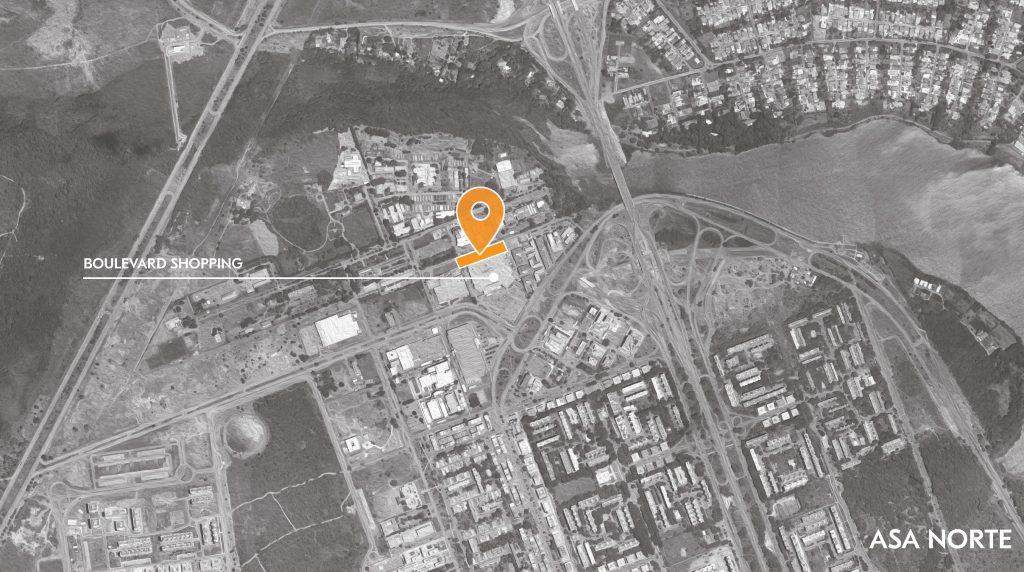 Diagrama apresentando a Localização, Asa Norte no projeto Shopping Boulevard | Rappi, localizado em Brasília, Brasil.