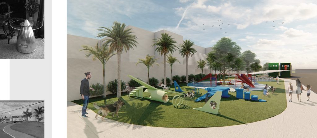 Imagem tridimensional apresentando o Espaço pets no projeto Shopping Boulevard | Rappi, localizado em Brasília, Brasil.