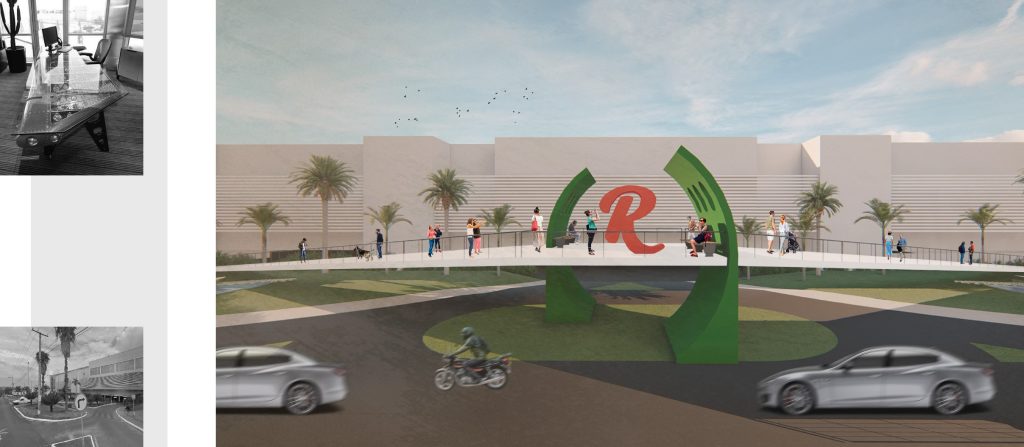 Imagem tridimensional apresentando a Ponte Rappi no projeto Shopping Boulevard | Rappi, localizado em Brasília, Brasil.