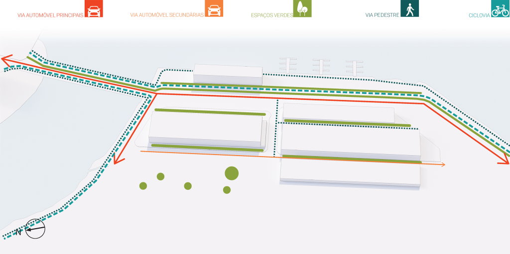 Diagrama apresentando as Vias estruturantes Cais de Santa Rita no projeto Recife Antigo, localizado em Recife Antigo, Brasil.