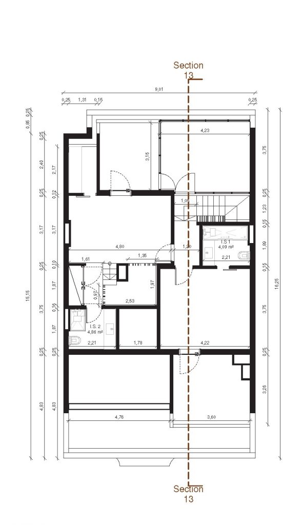 Planta apresentando o Layout da planta 1 no projeto Sacadura, localizado em Lisboa, Portugal.
