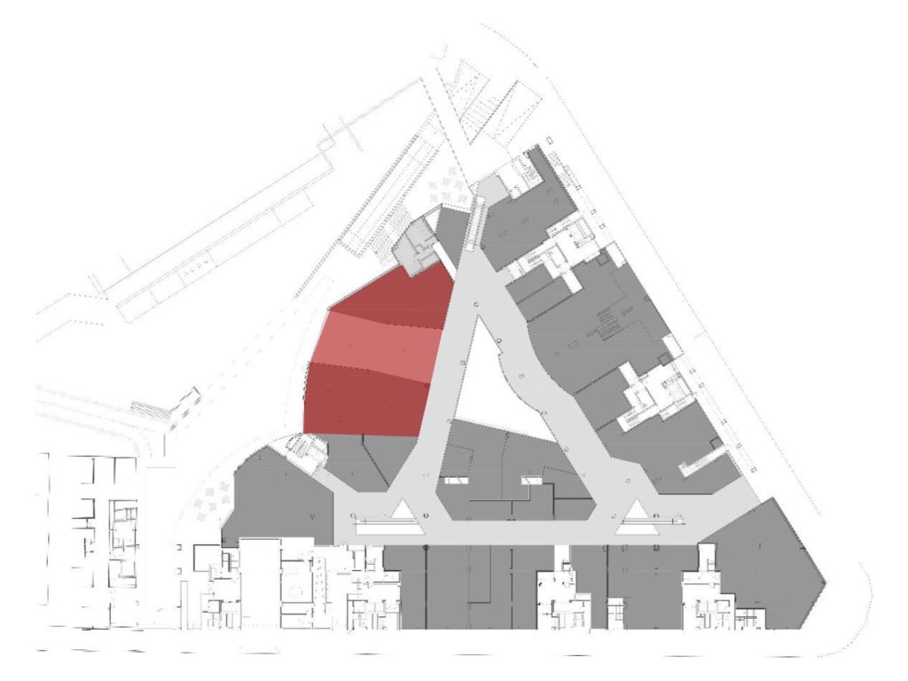 Planta apresentando o conceito de Área de esplanadas no projeto Saldanha Residence Shopping, localizado em Lisboa, Portugal.