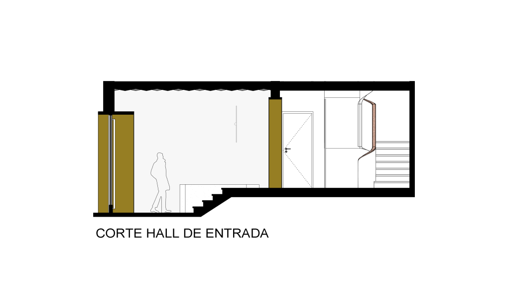 Corte apresentando a Entrada no projeto Travessa do Chafariz, localizado em Lisboa, Portugal.